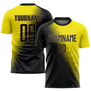 Custom Gold Black-Old Gold Sublimation Soccer Uniform Jersey