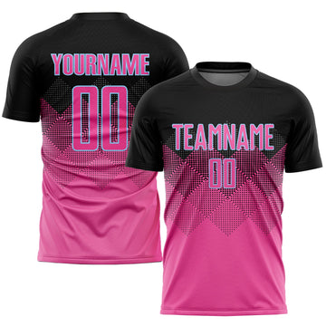 Custom Pink Pink-Black Sublimation Soccer Uniform Jersey