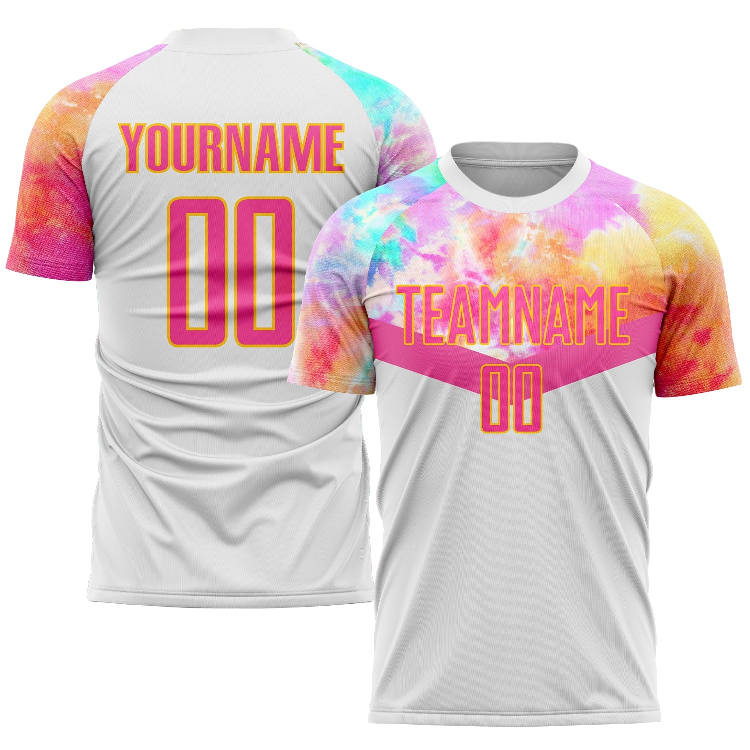 Custom White Pink-Gold Sublimation Soccer Uniform Jersey