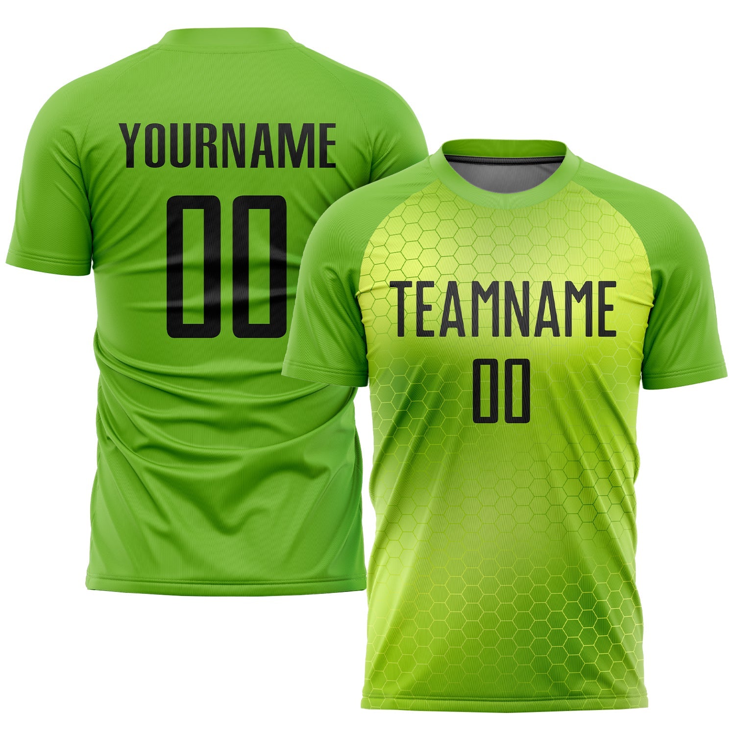 Custom Neon Green Black Sublimation Soccer Uniform Jersey