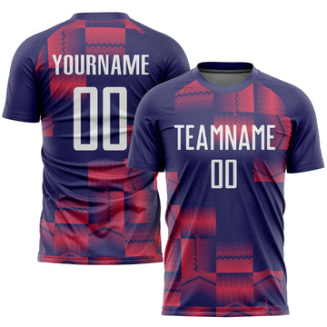 Custom Figure White-Purple Sublimation Soccer Uniform Jersey