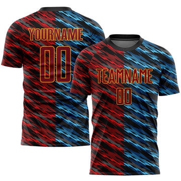 Custom Camo Crimson-Black Sublimation Salute To Service Soccer Uniform Jersey