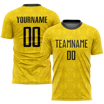 Custom Gold Black Sublimation Soccer Uniform Jersey