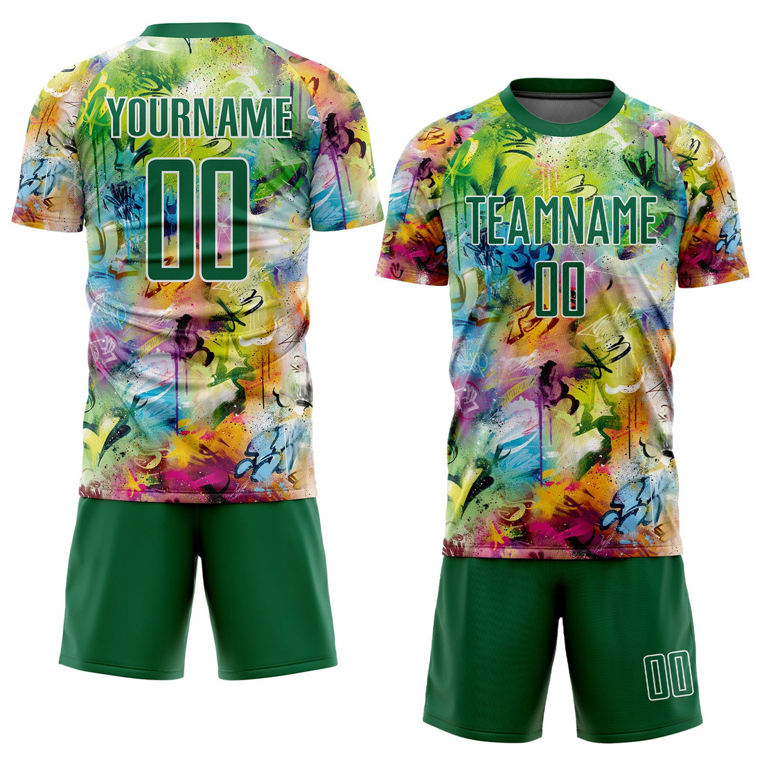 Custom Graffiti Pattern Kelly Green-White Sublimation Soccer Uniform Jersey