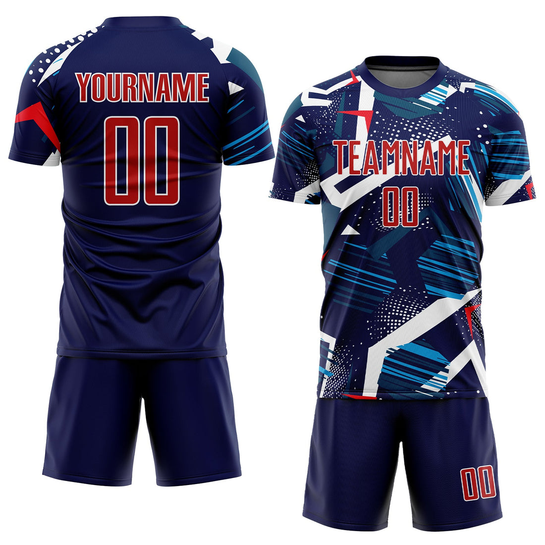 Custom Navy Red-White Sublimation Soccer Uniform Jersey