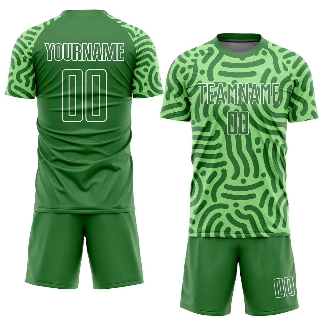 Custom Neon Green Kelly Green-White Sublimation Soccer Uniform Jersey