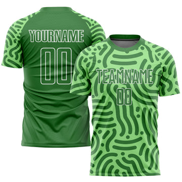 Custom Neon Green Kelly Green-White Sublimation Soccer Uniform Jersey