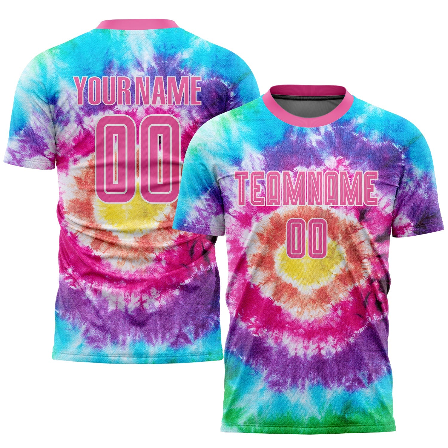 Custom Tie Dye Pink-White Sublimation Soccer Uniform Jersey