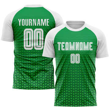 Custom Kelly Green White Sublimation Soccer Uniform Jersey