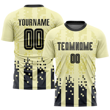 Custom Cream Black Home Sublimation Soccer Uniform Jersey