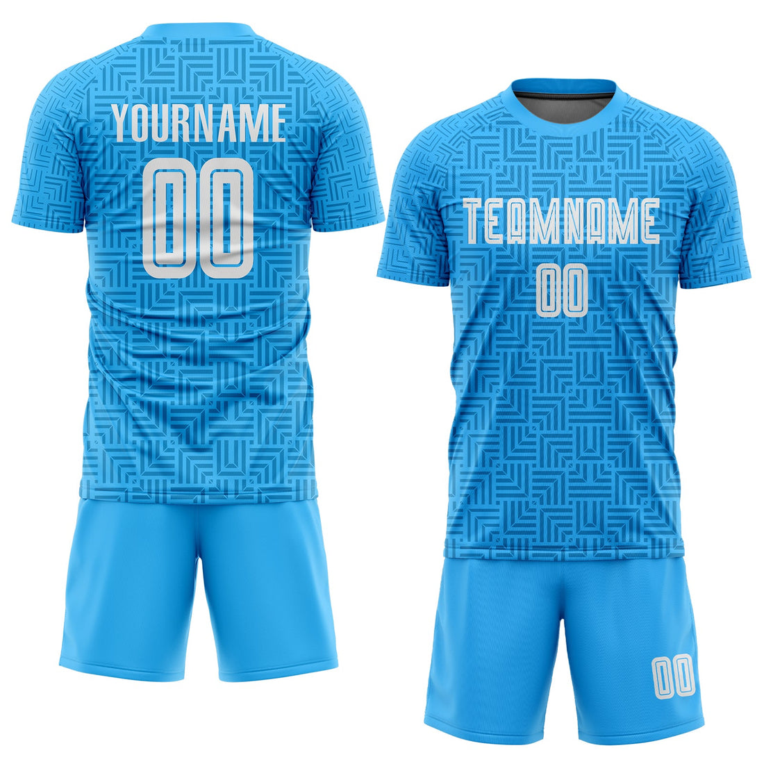 Custom Light Blue White Home Sublimation Soccer Uniform Jersey