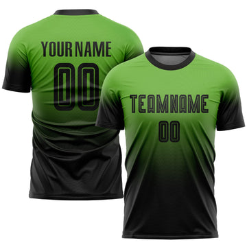 Custom Neon Green Black Sublimation Fade Fashion Soccer Uniform Jersey