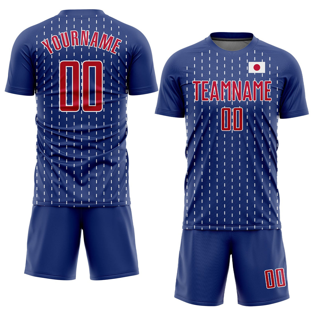 Custom Royal Red-White Sublimation Japanese Flag Soccer Uniform Jersey