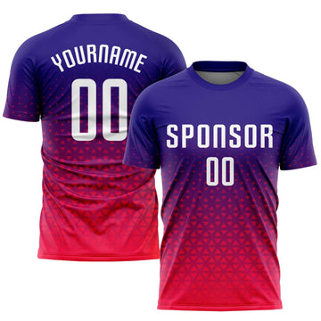 Custom Purple White-Hot Pink Sublimation Soccer Uniform Jersey