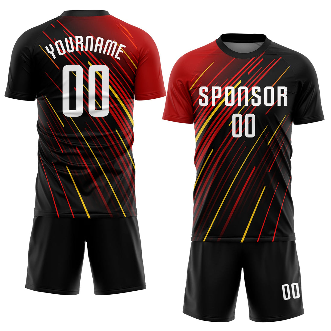 Custom Red White Black-Gold Sublimation Soccer Uniform Jersey