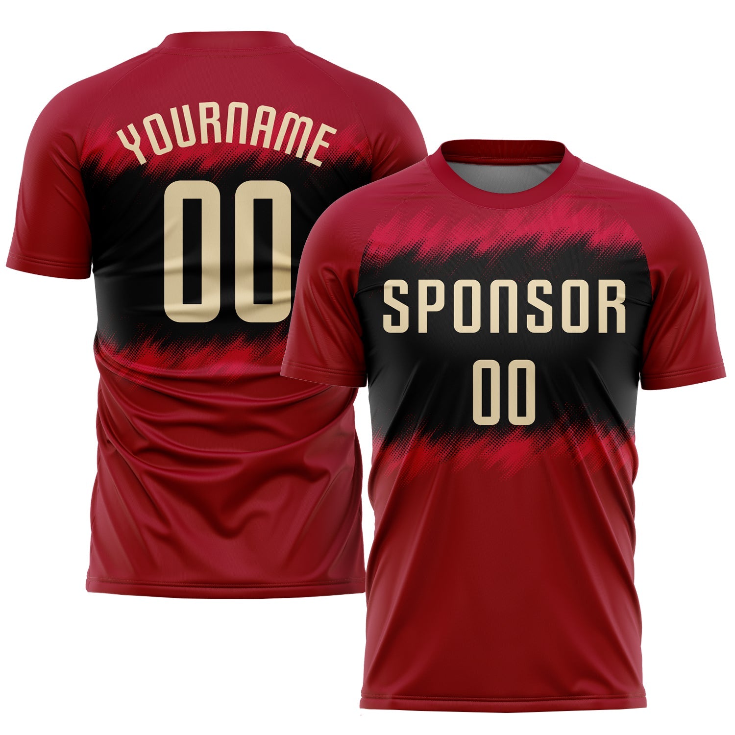 Custom Crimson Cream-Black Sublimation Soccer Uniform Jersey