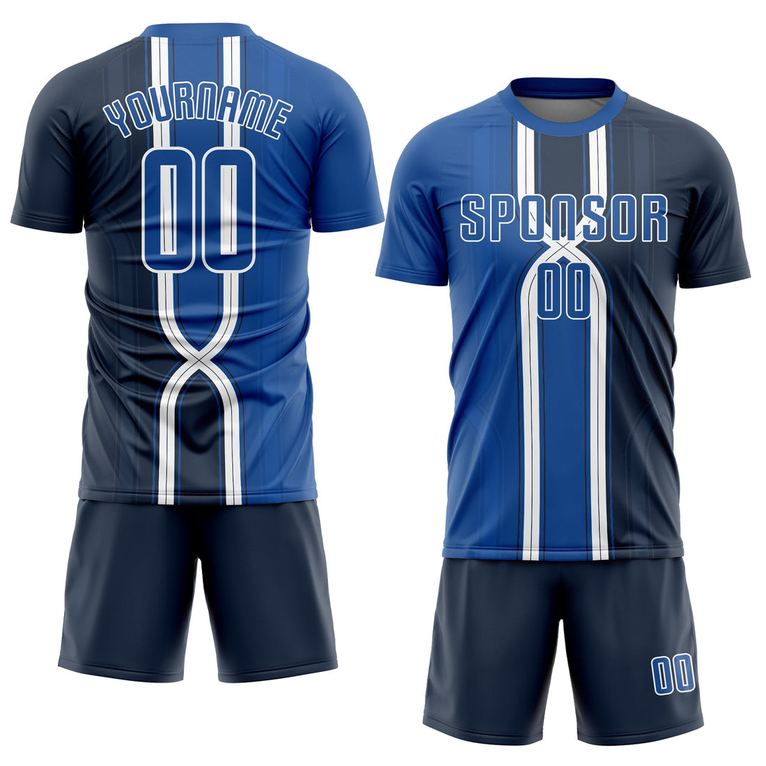 Custom Navy Royal-White Sublimation Soccer Uniform Jersey