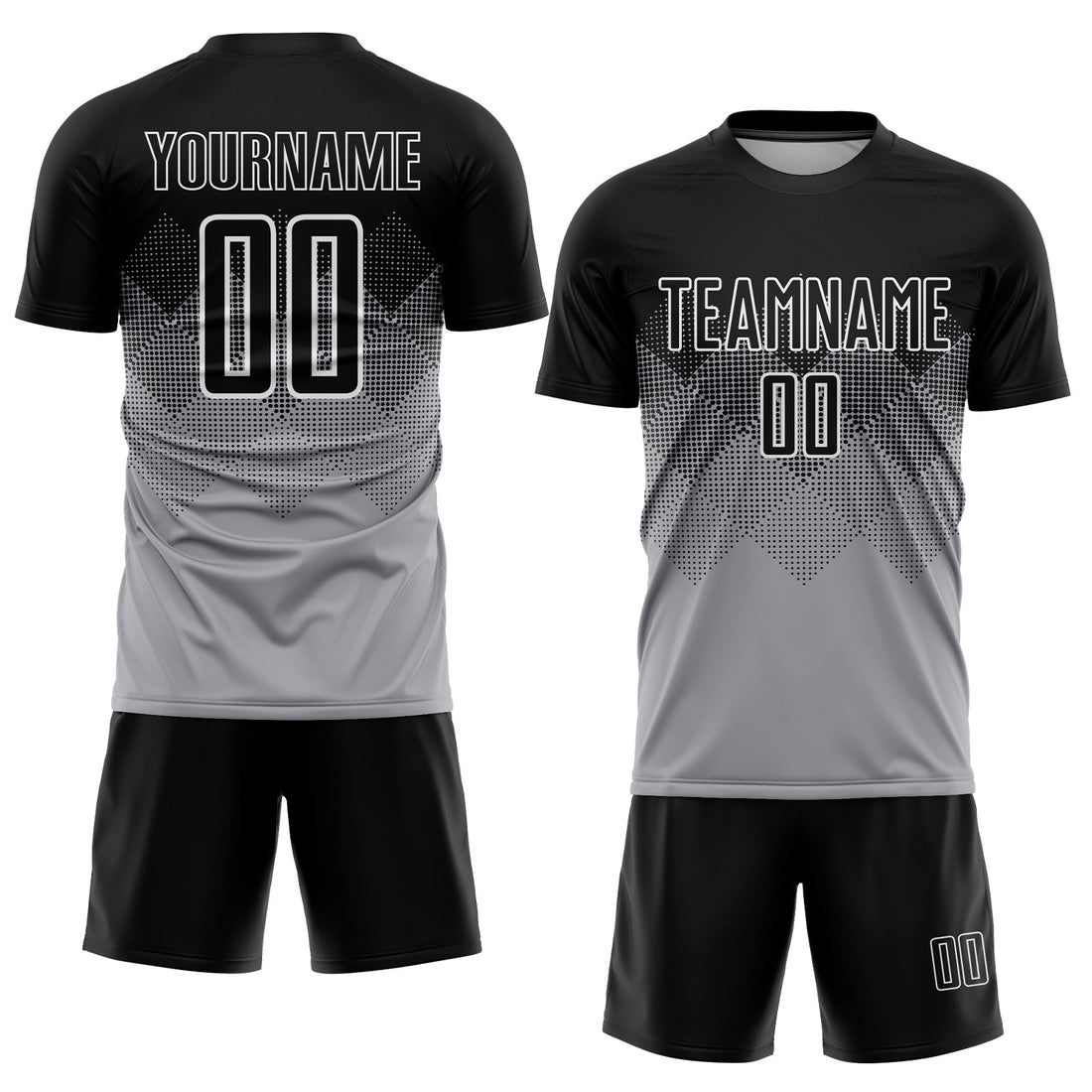 Custom Light Gray Black-White Sublimation Soccer Uniform Jersey