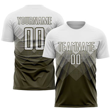 Custom Olive White Sublimation Salute To Service Soccer Uniform Jersey