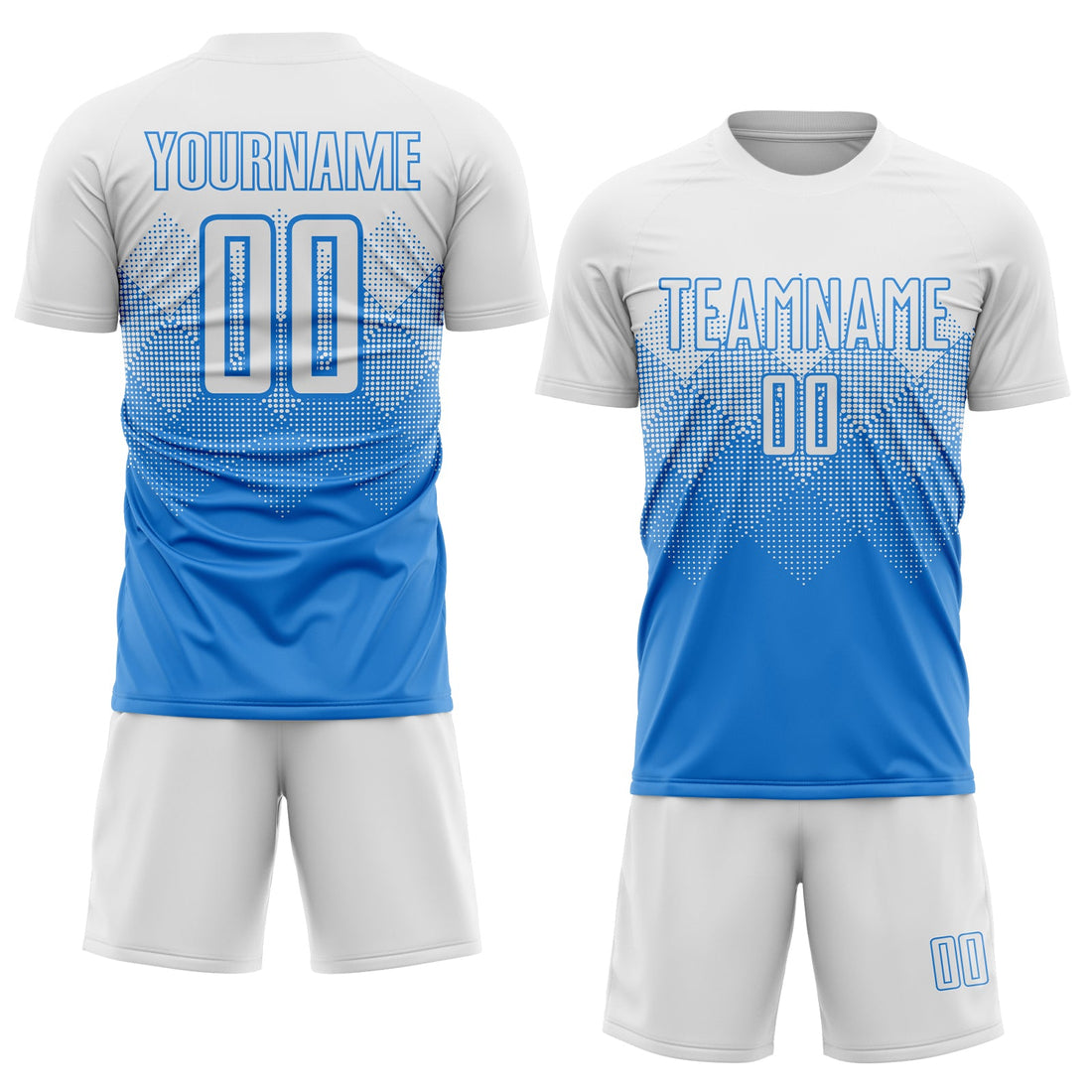 Custom Powder Blue White Sublimation Soccer Uniform Jersey