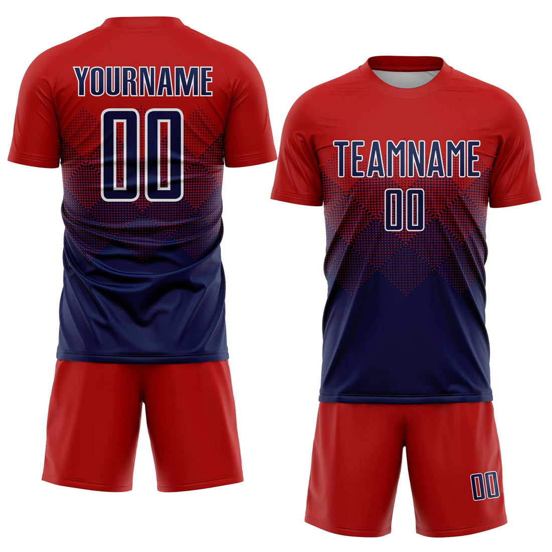 Custom Red Navy-White Sublimation Soccer Uniform Jersey