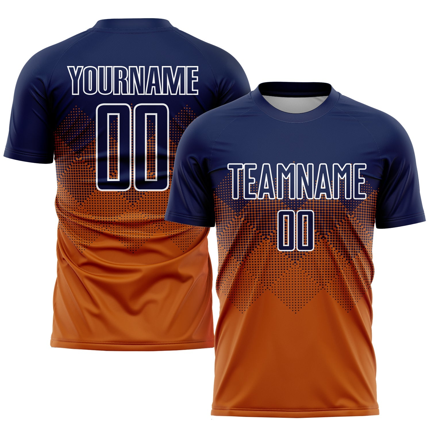 Custom Texas Orange Navy-White Sublimation Soccer Uniform Jersey