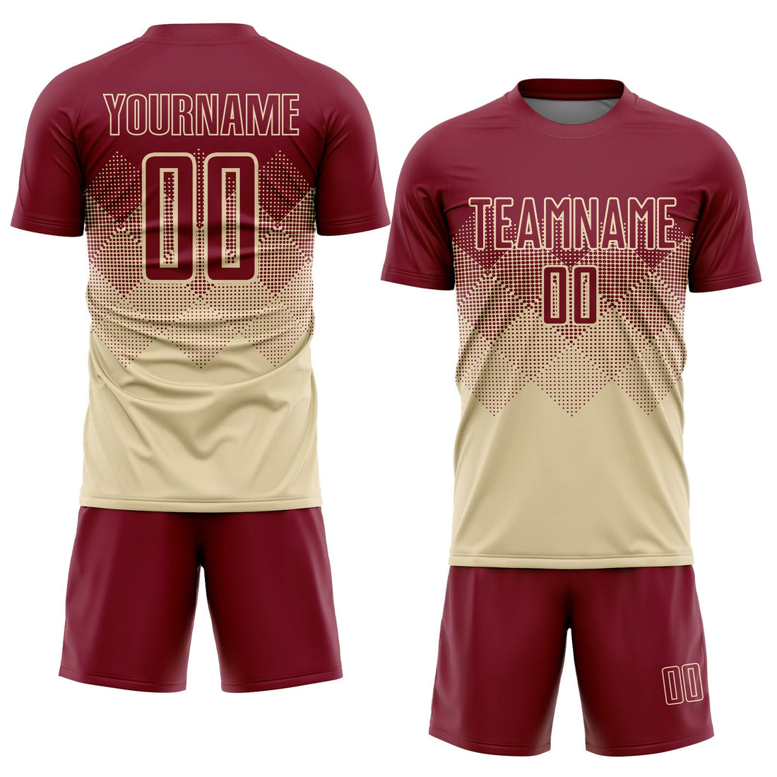 Custom Cream Crimson Sublimation Soccer Uniform Jersey