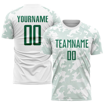 Custom White Kelly Green Sublimation Soccer Uniform Jersey