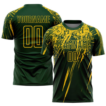 Custom Green Yellow Sublimation Soccer Uniform Jersey