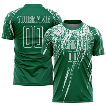 Custom Kelly Green White Sublimation Soccer Uniform Jersey