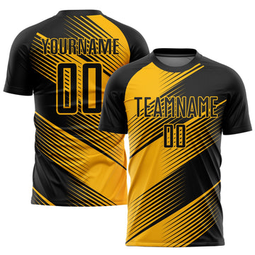 Custom Gold Black Sublimation Soccer Uniform Jersey