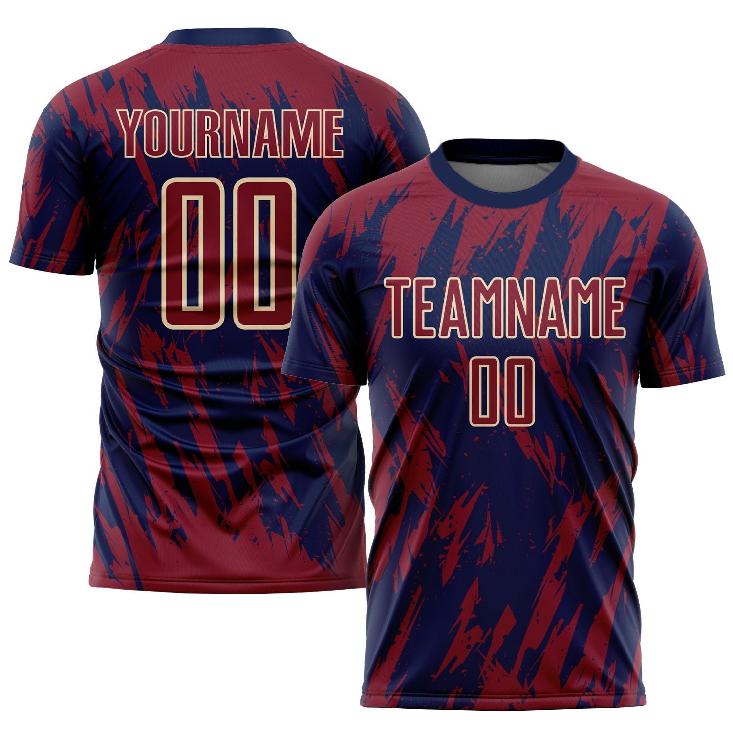 Custom Crimson Navy-City Cream Sublimation Soccer Uniform Jersey