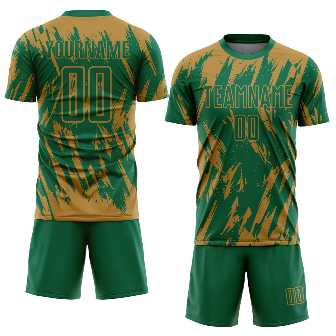 Custom Old Gold Kelly Green Sublimation Soccer Uniform Jersey