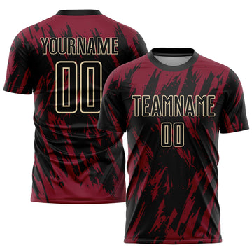 Custom Crimson Black-City Cream Sublimation Soccer Uniform Jersey