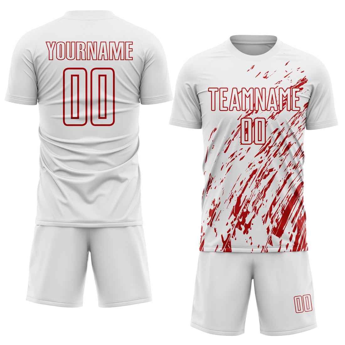 Custom White Red Sublimation Soccer Uniform Jersey