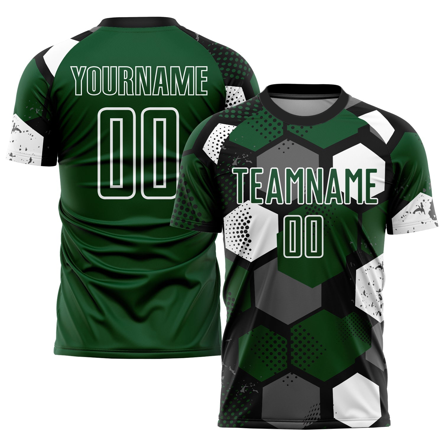 Custom Green Black-White Sublimation Soccer Uniform Jersey