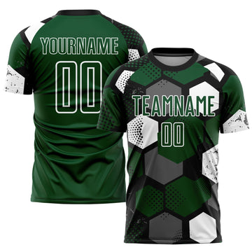 Custom Green Black-White Sublimation Soccer Uniform Jersey