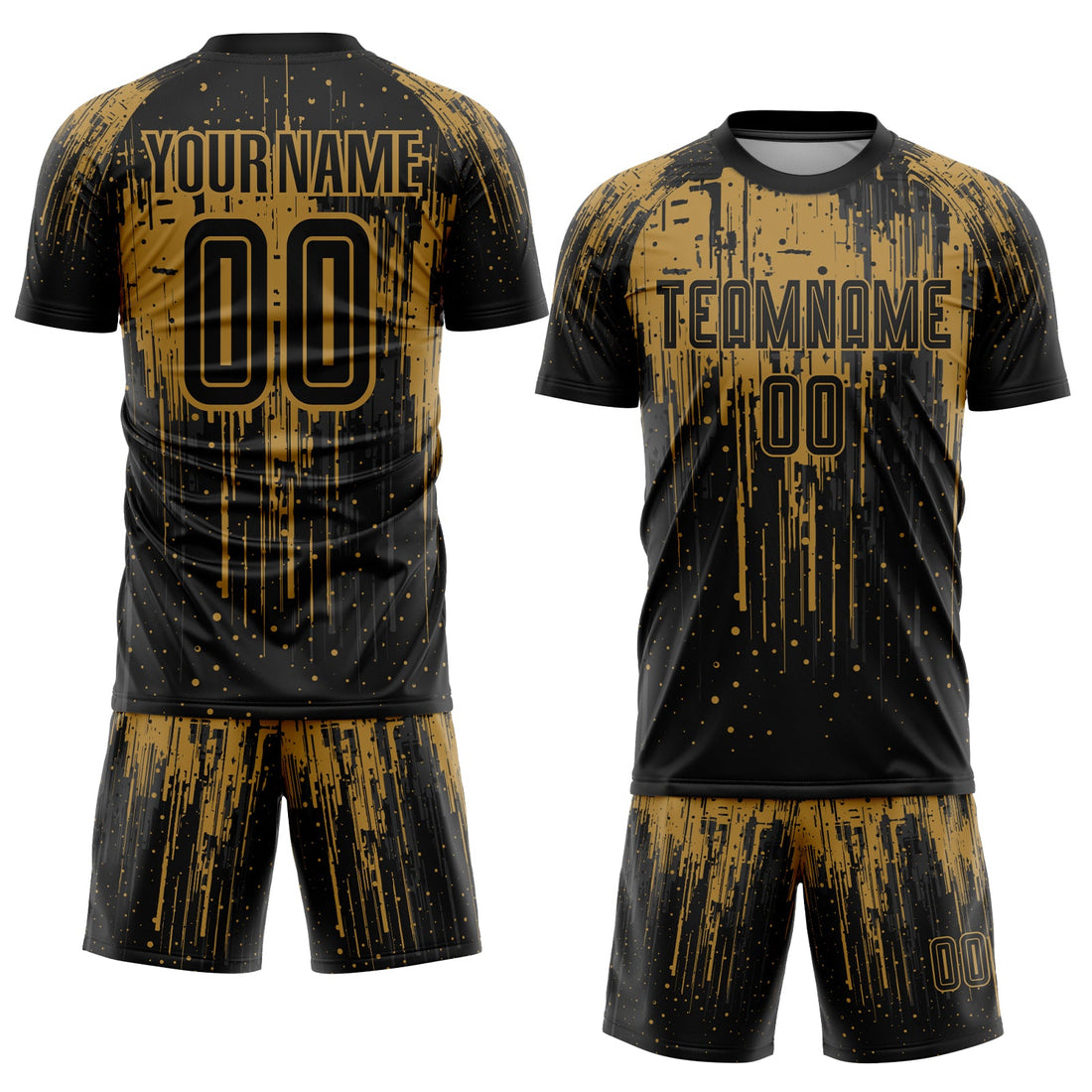 Custom Old Gold Black Sublimation Soccer Uniform Jersey