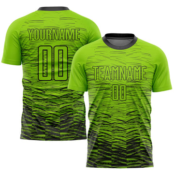 Custom Neon Green Black Sublimation Soccer Uniform Jersey