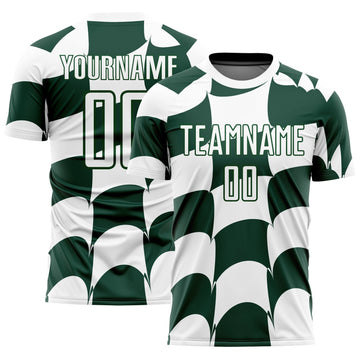 Custom White Green Plaid Sublimation Soccer Uniform Jersey