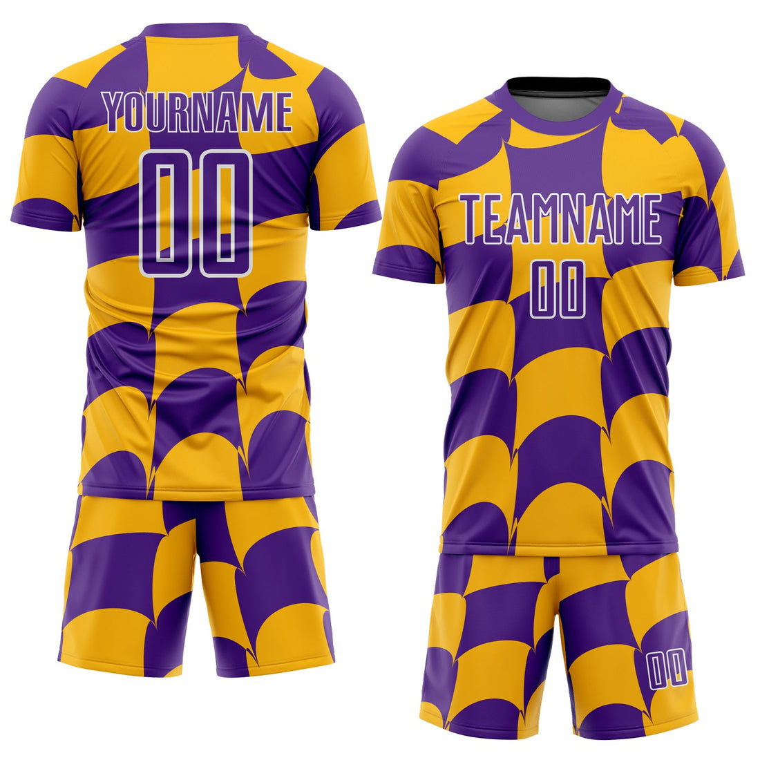 Custom Purple Gold-White Plaid Sublimation Soccer Uniform Jersey