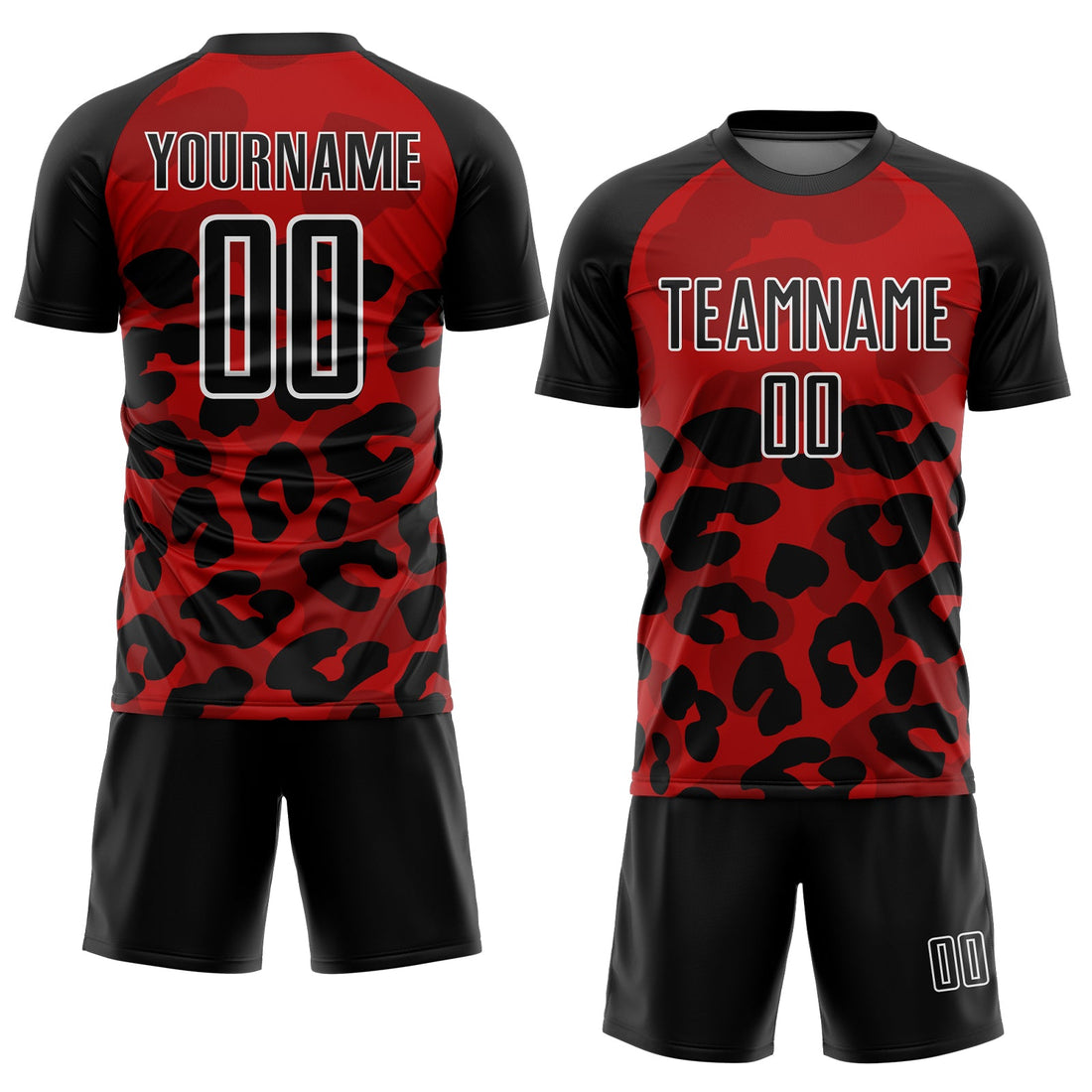 Custom Red Black-White Animal Print Sublimation Soccer Uniform Jersey