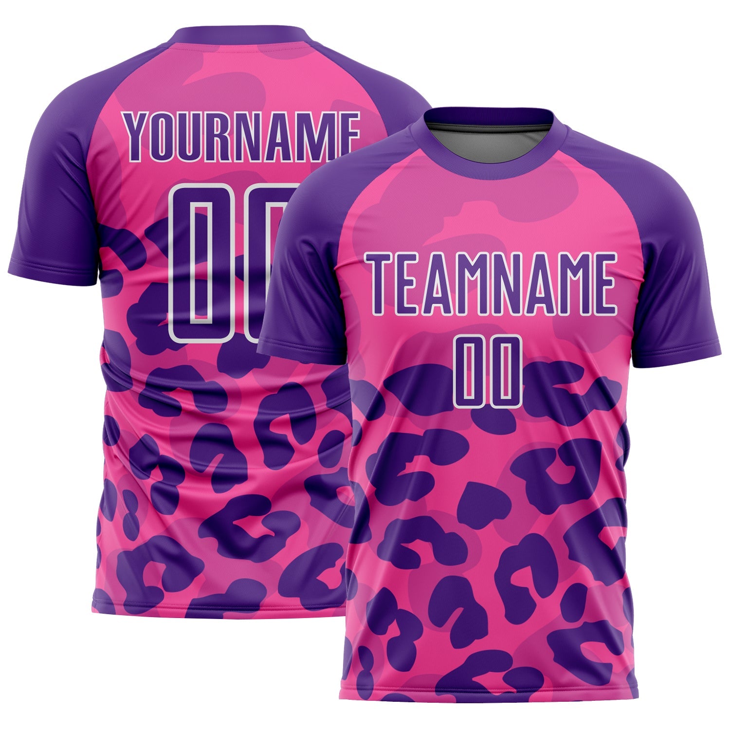 Custom Pink Purple-White Animal Print Sublimation Soccer Uniform Jersey