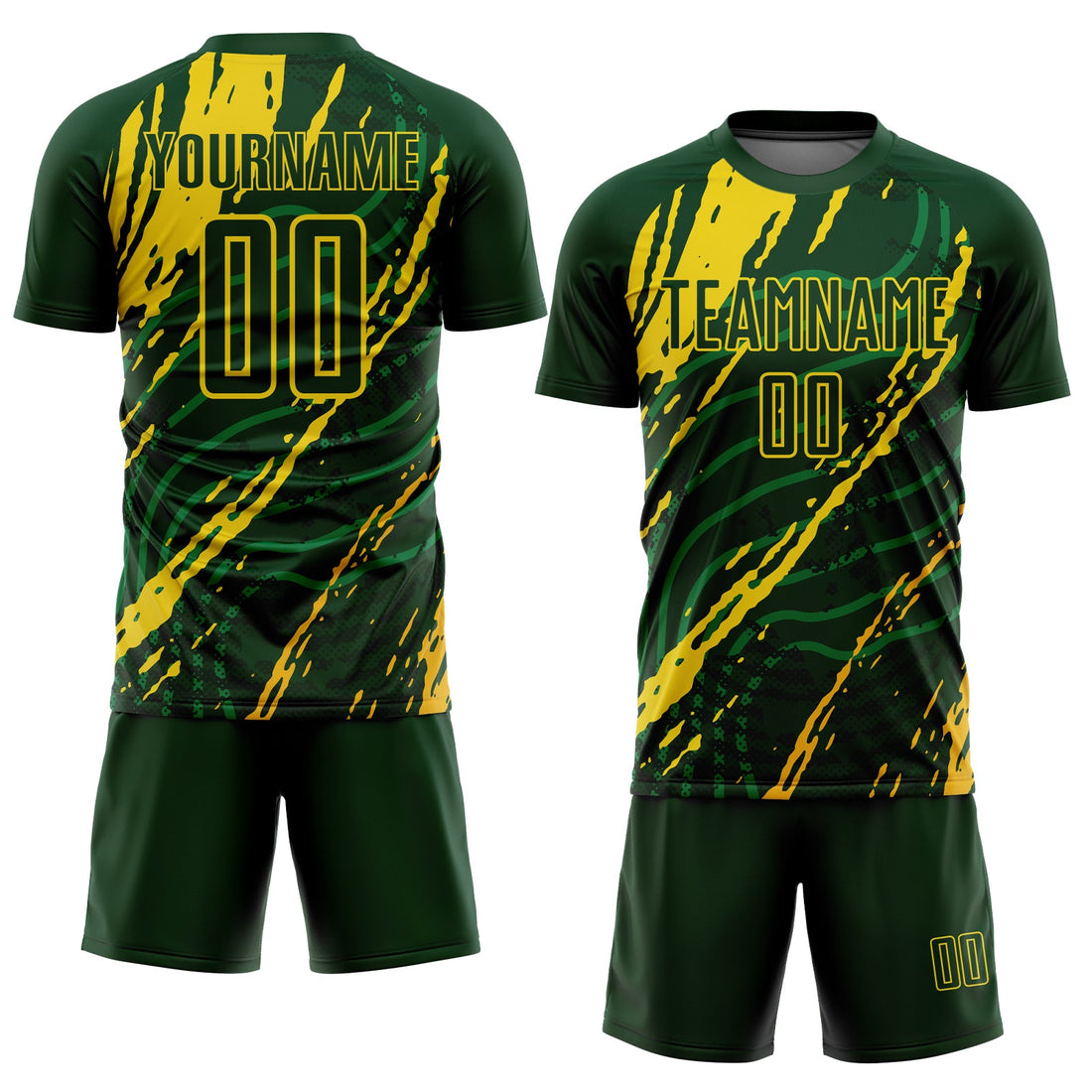 Custom Green Yellow Sublimation Soccer Uniform Jersey