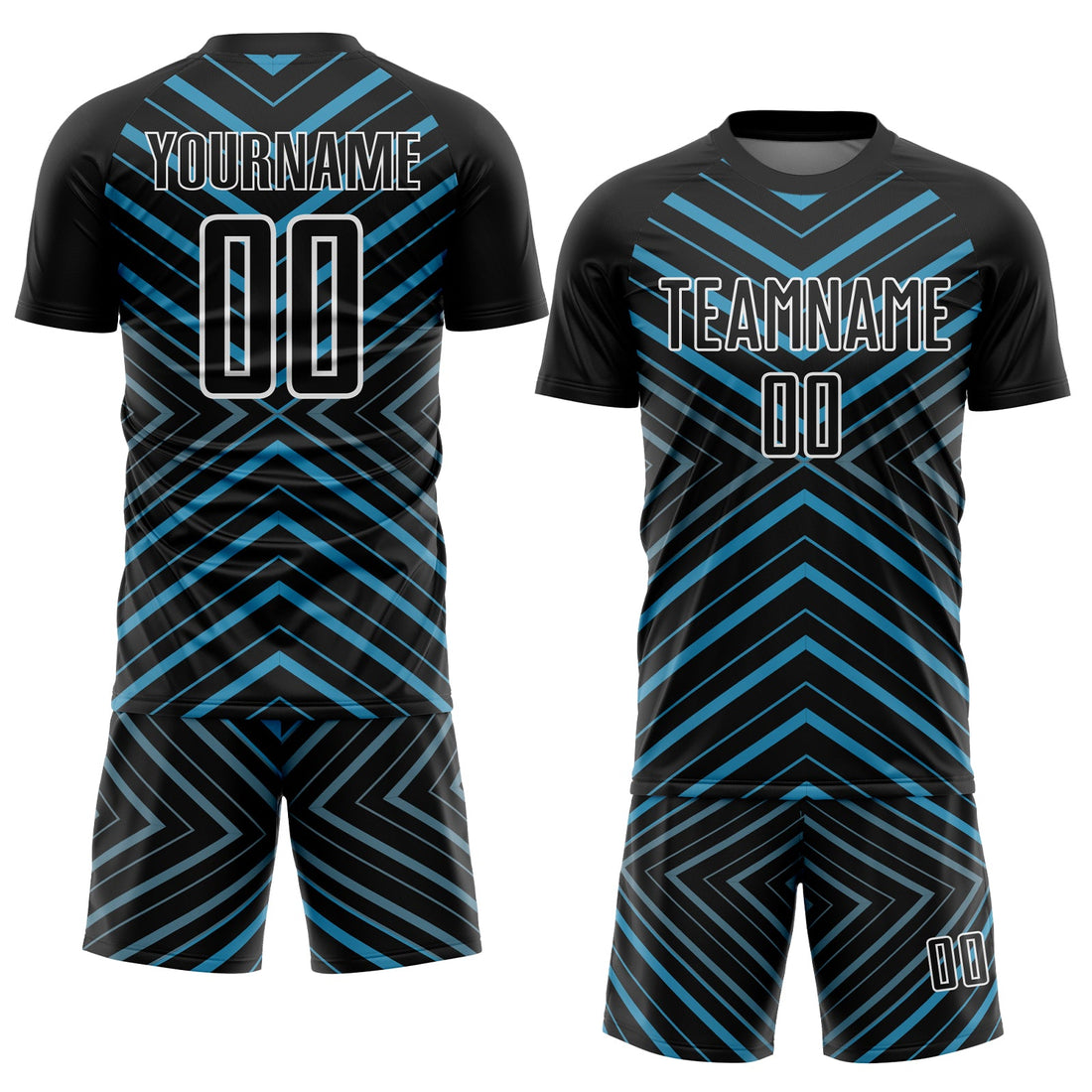 Custom Black Panther Blue-White Stripes Sublimation Soccer Uniform Jersey