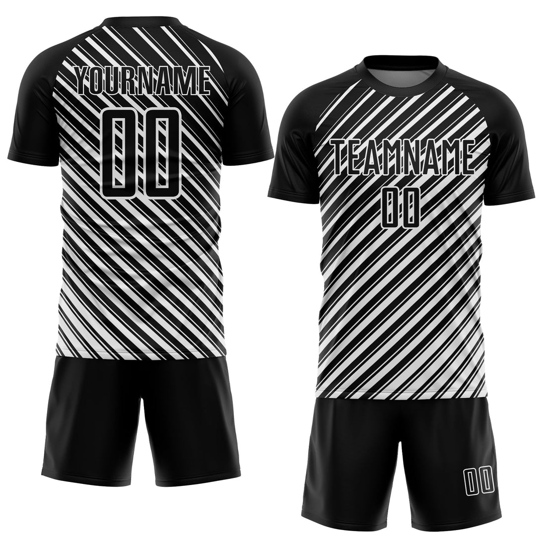 Custom Black White Slash Sublimation Soccer Uniform Jersey