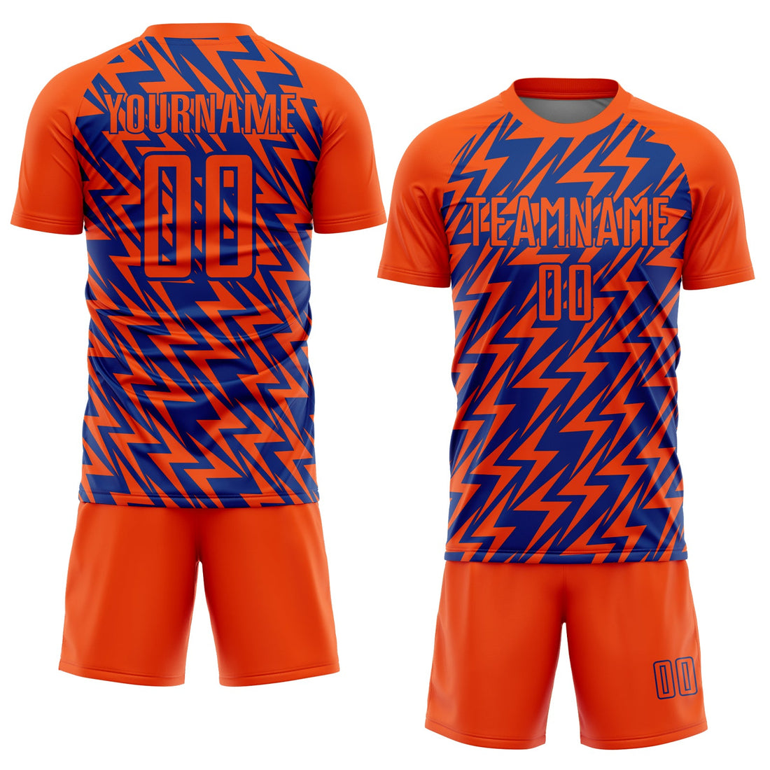 Custom Orange Royal Lightning Sublimation Soccer Uniform Jersey