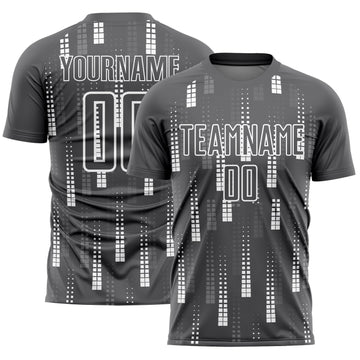 Custom Steel Gray White Geometric Shapes Sublimation Soccer Uniform Jersey