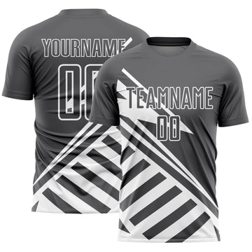 Custom Steel Gray White Lines Sublimation Soccer Uniform Jersey