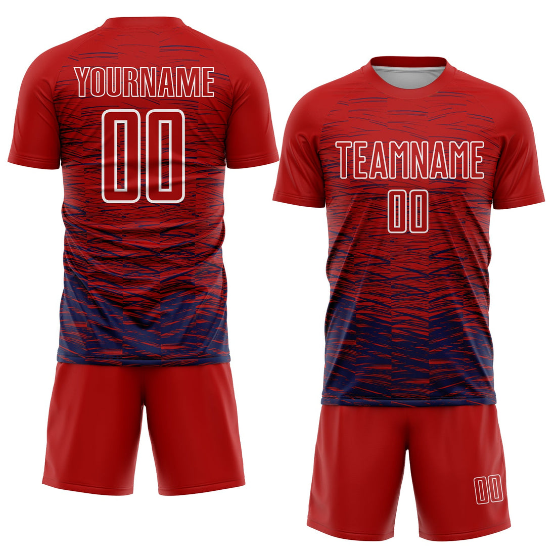 Custom Red Navy-White Line Sublimation Soccer Uniform Jersey